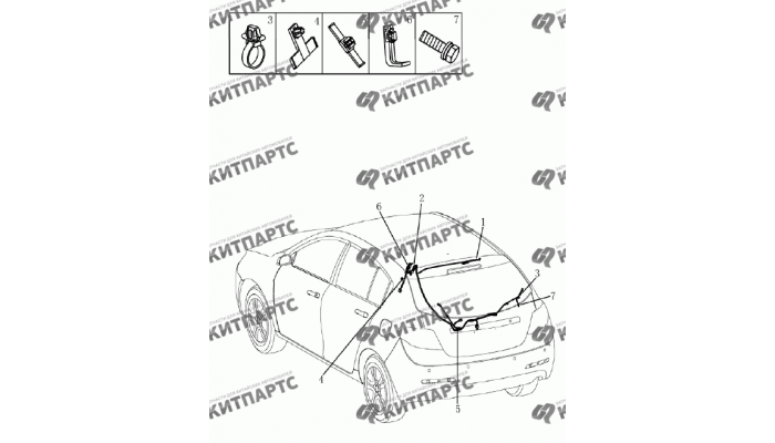 Жгут проводов задний (хетчбэк) Geely Emgrand (EC7)